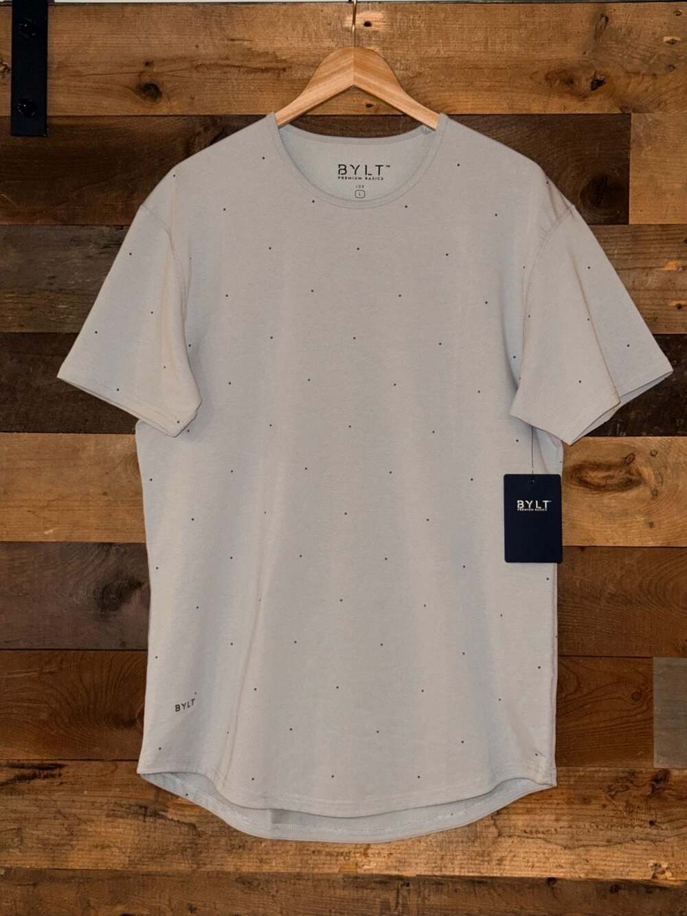 BYLT Premium Basics Drop-Cut Lux Polka Dot T-Shirt L